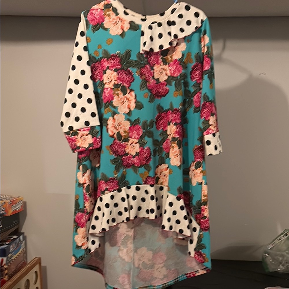 Floral and Polka Dot High-Low Dress